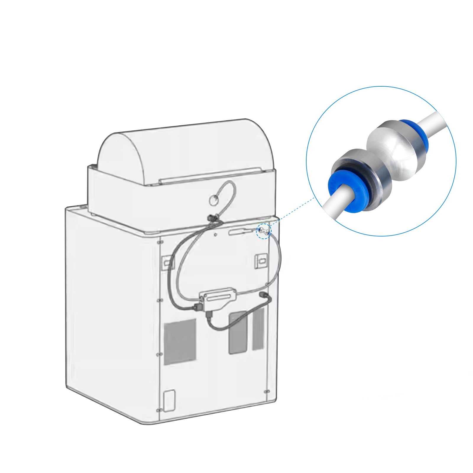 Conector Metálico Pneumático PTFE Compatível com Bambu Lab P1P / P1S / X1 / X1C / X1E