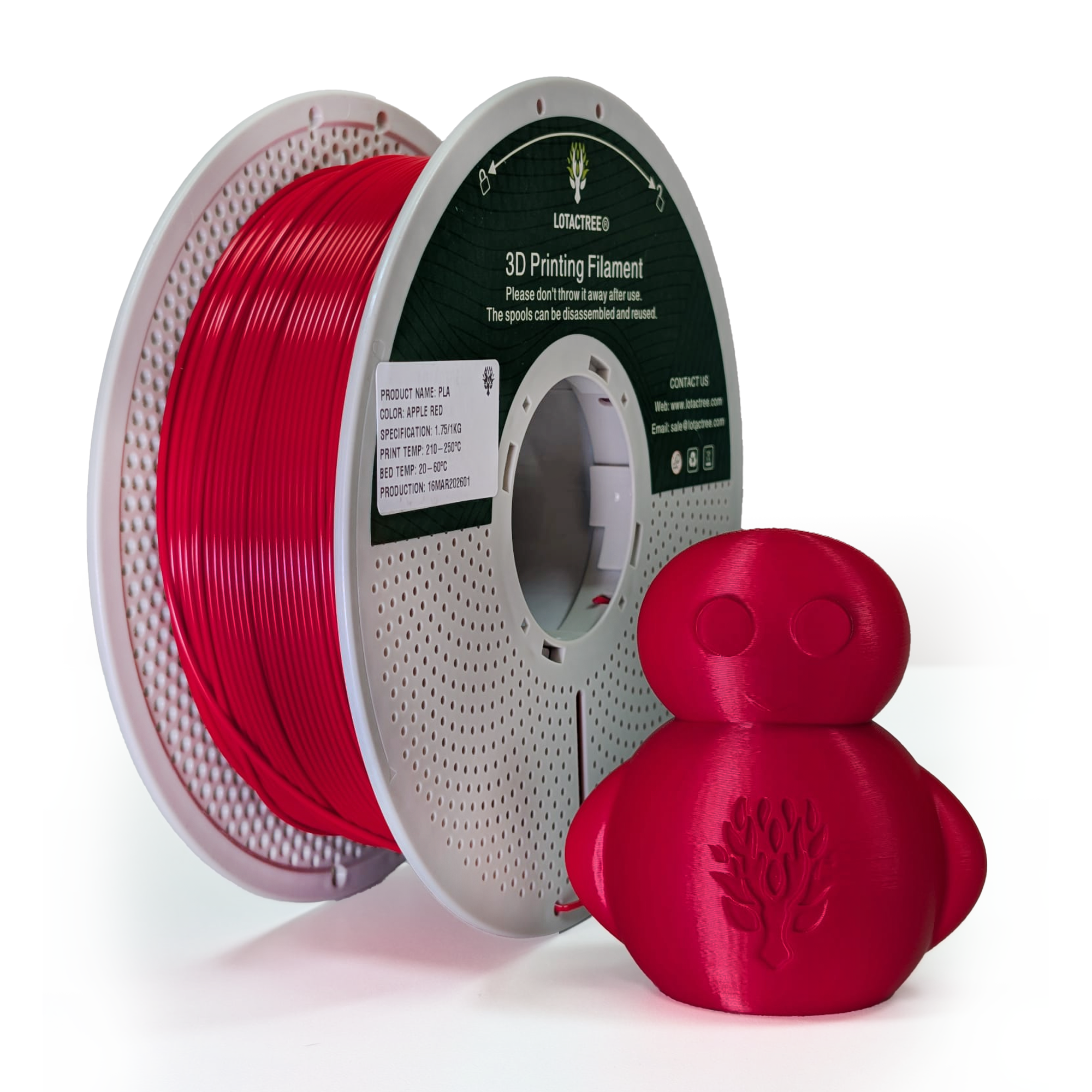 PLA - Apple Red - 1Kg - Bobina - Lotactree