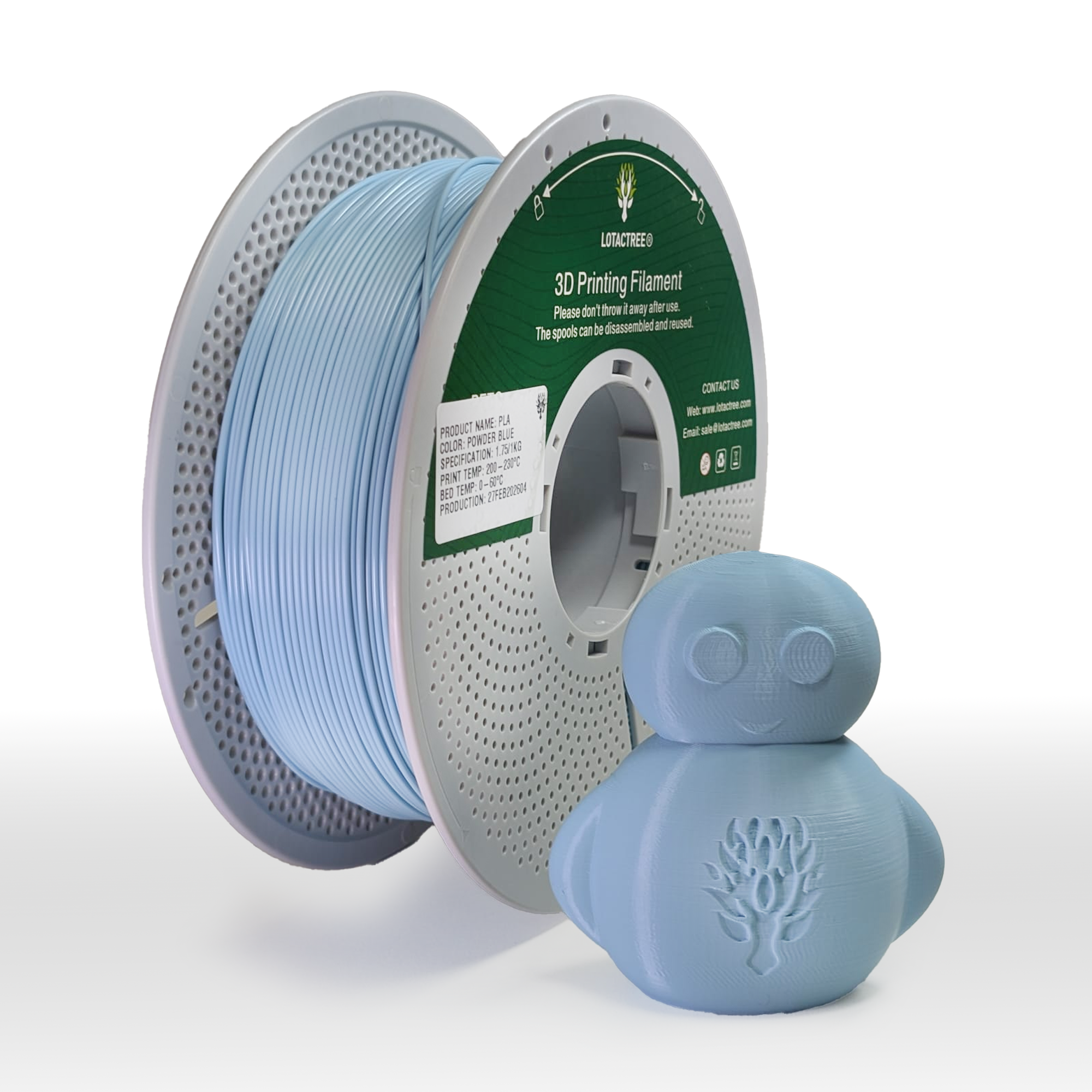 PLA - Powder Blue - 1Kg - Bobina - Lotactree