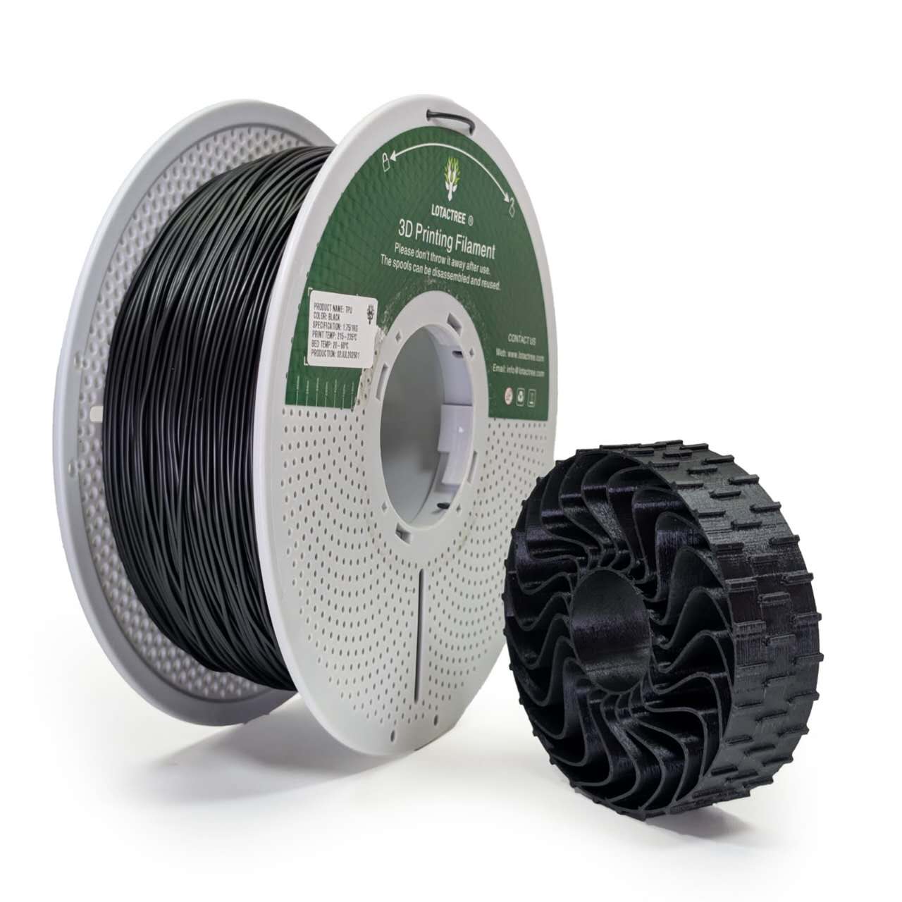 TPU 95A - Black - 1Kg - Bobina - Lotactree