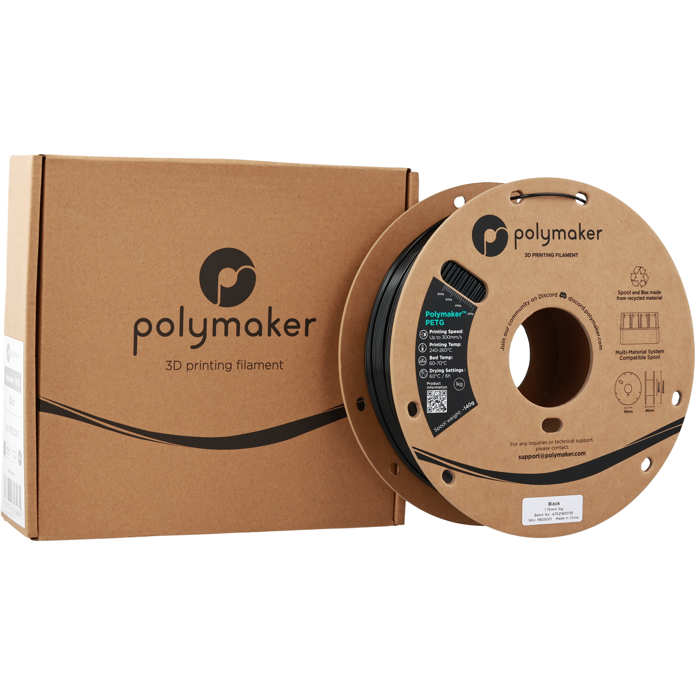 PETG - Black - 1Kg - Bobina - Polymaker