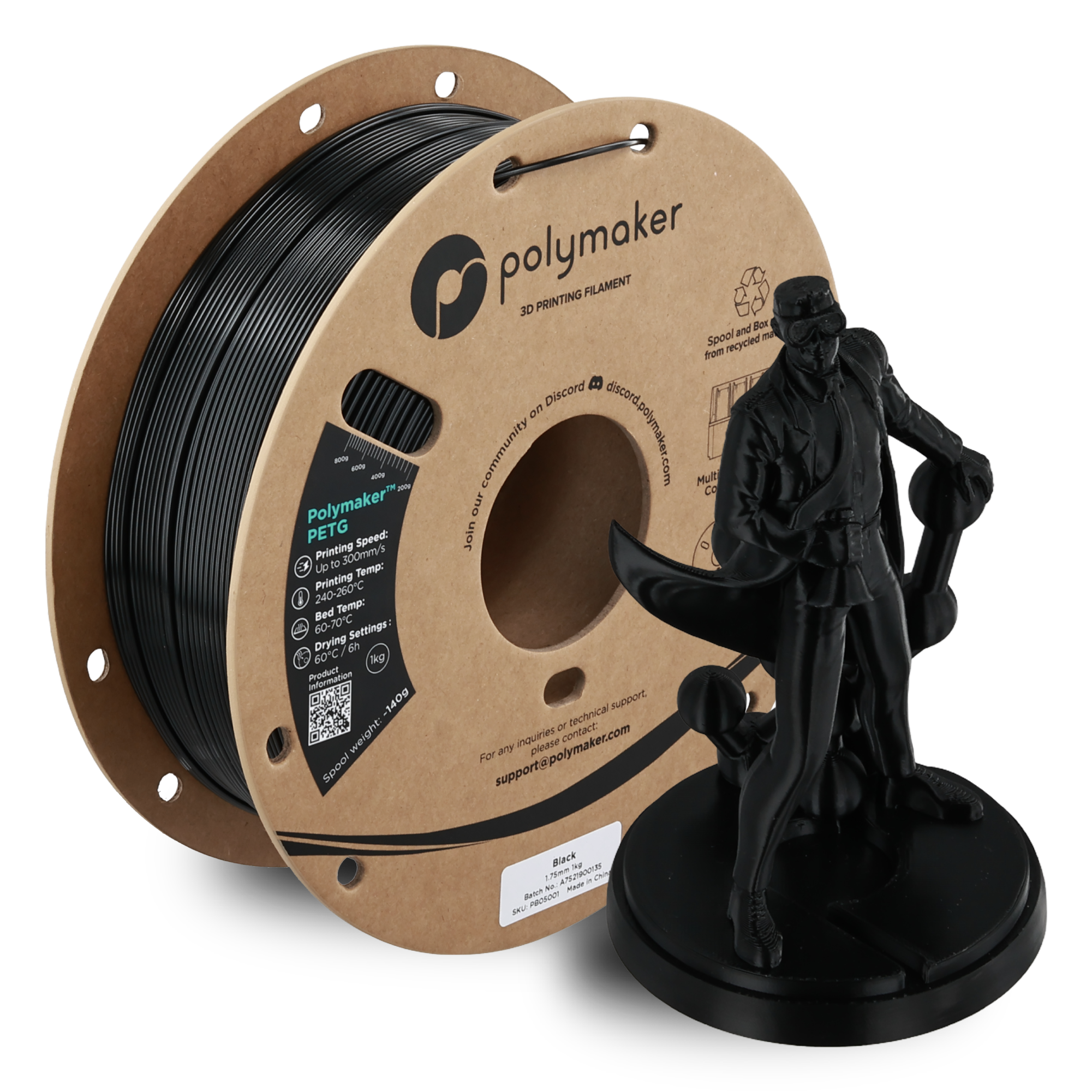 PETG - Black - 1Kg - Bobina - Polymaker