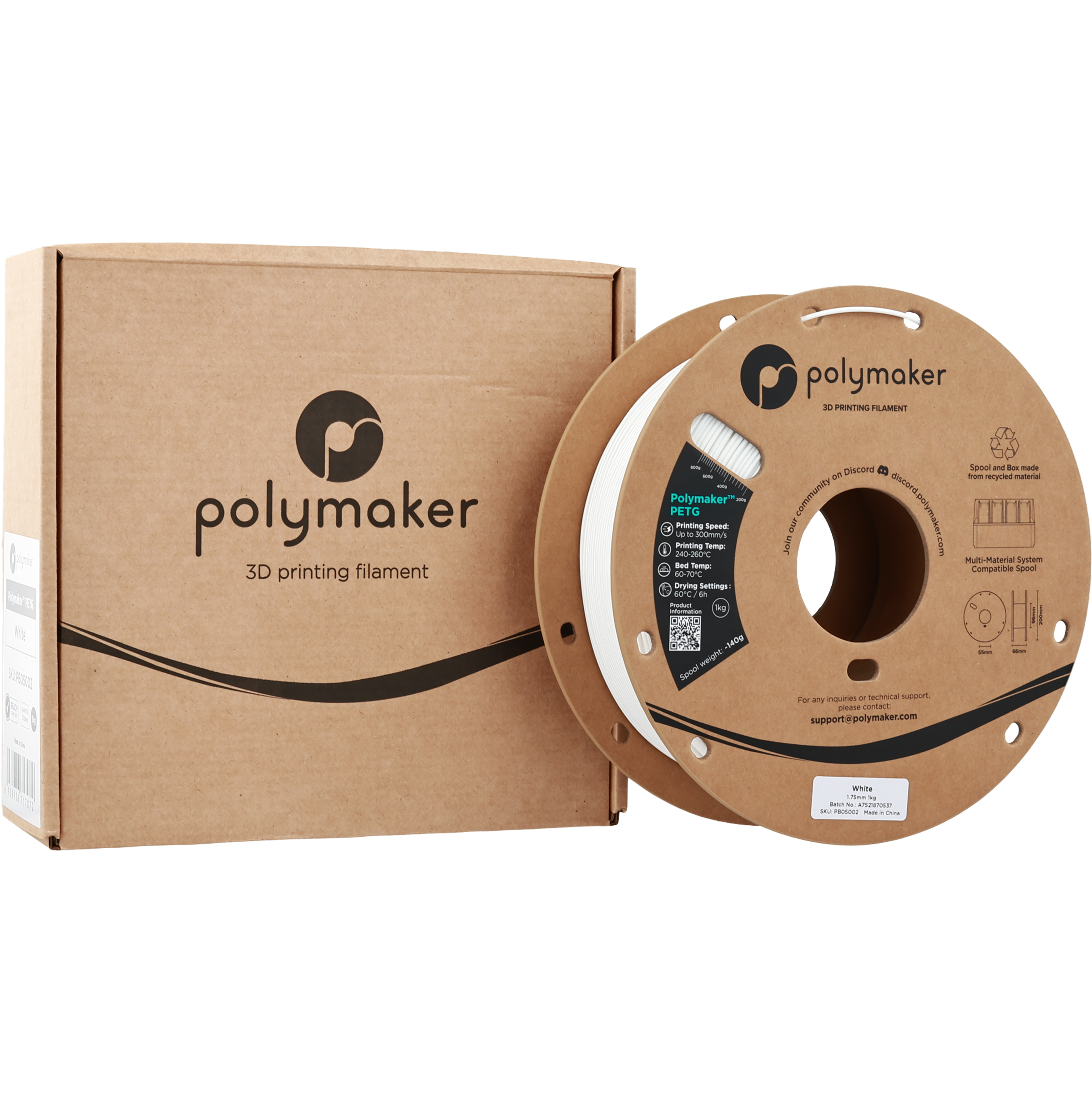 PETG - White - 1Kg - Bobina - Polymaker
