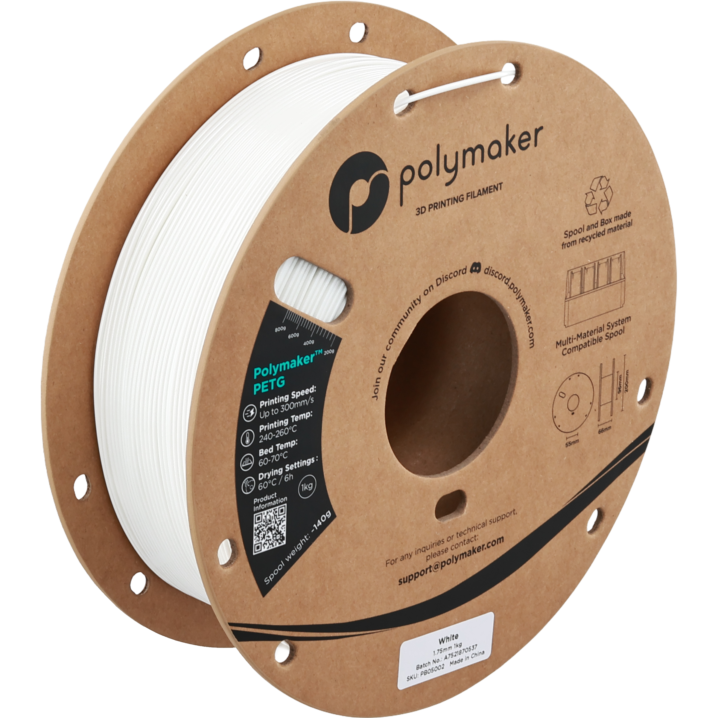 PETG - White - 1Kg - Bobina - Polymaker