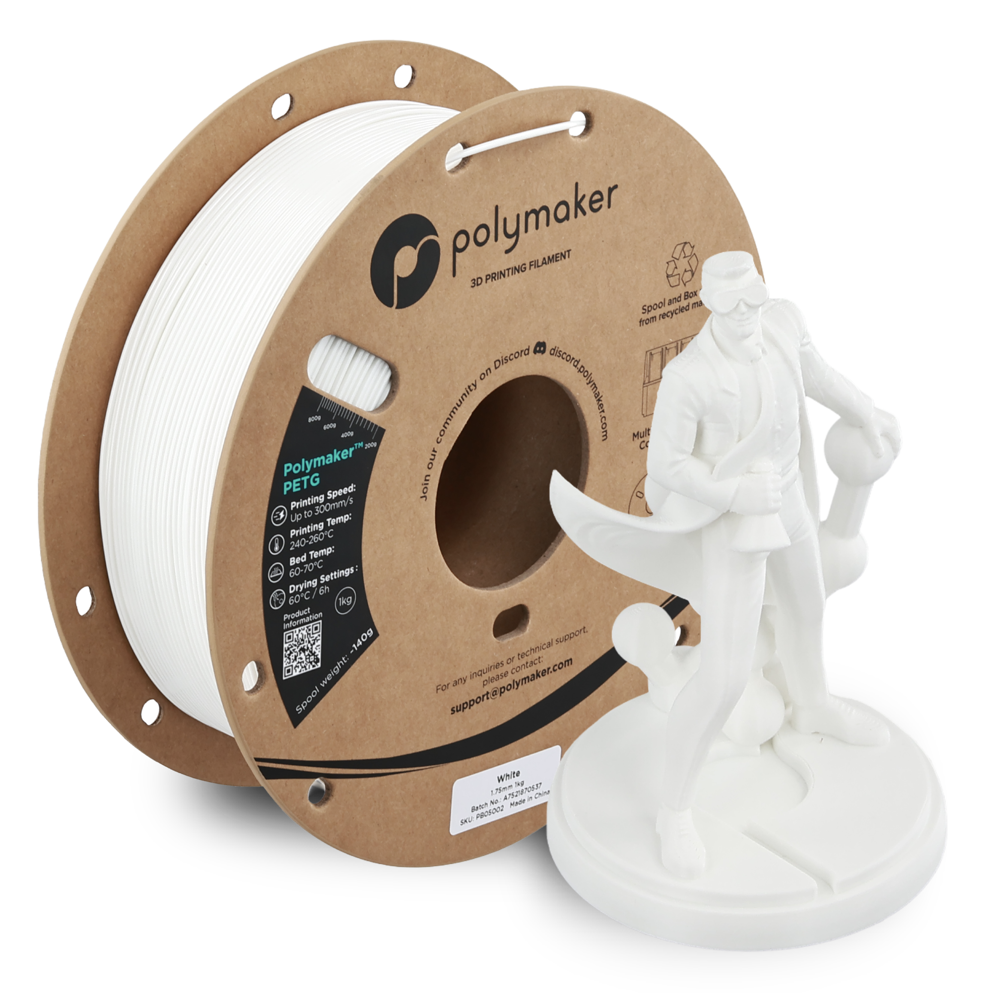 PETG - White - 1Kg - Bobina - Polymaker
