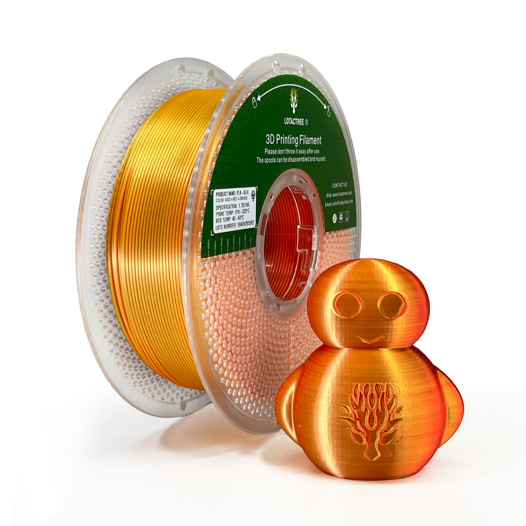 PLA Silk Multicor - Red + Orange + Gold - 1Kg - Bobina - Lotactree