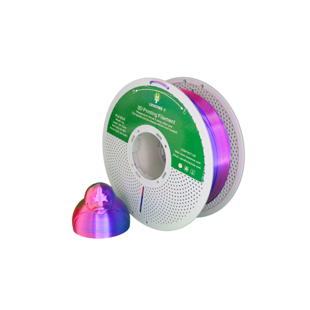 PLA Silk Multicor - Rose Red + Green + Dark Blue - 1Kg - Bobina - Lotactree
