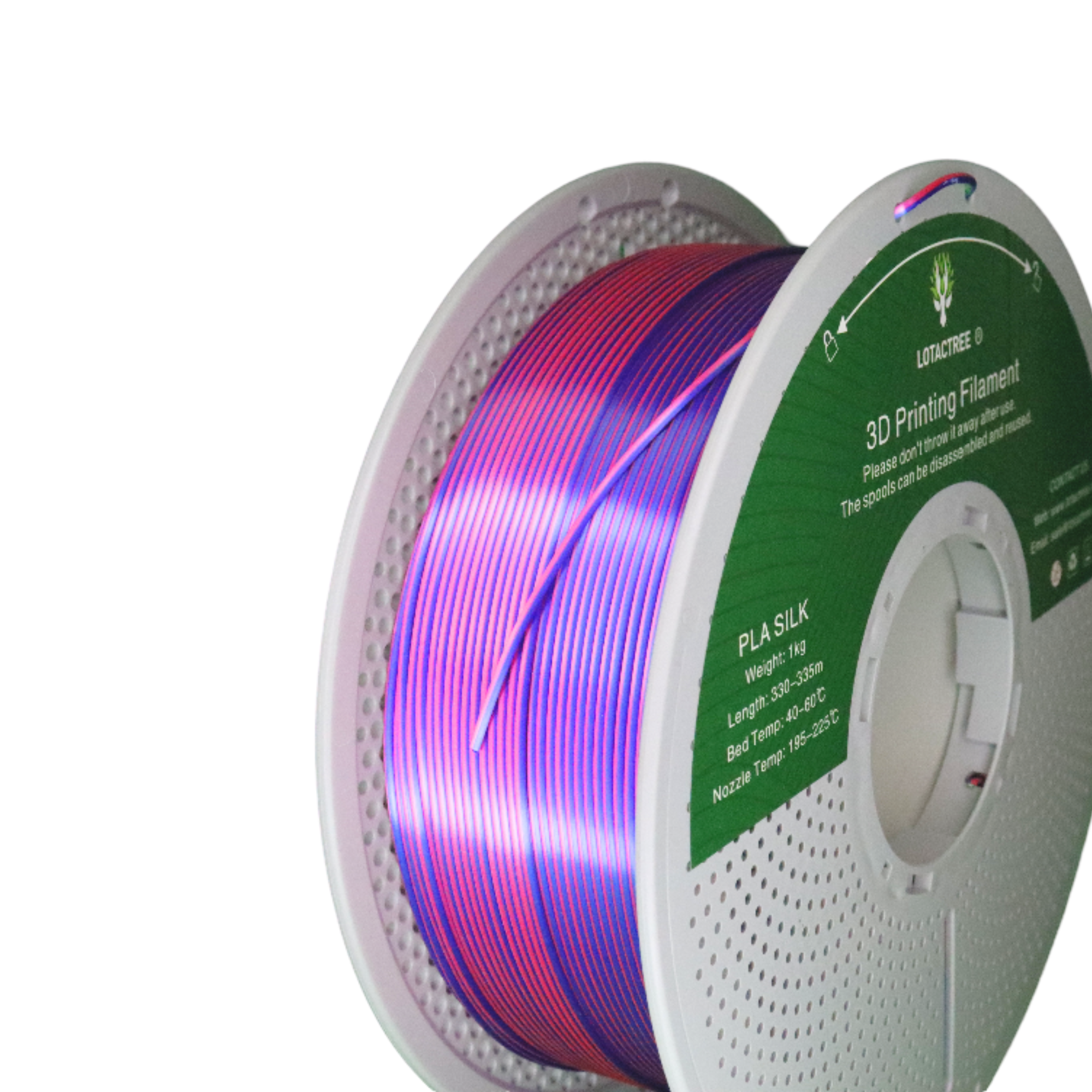 PLA Silk Multicor - Rose Red + Green + Dark Blue - 1Kg - Bobina - Lotactree