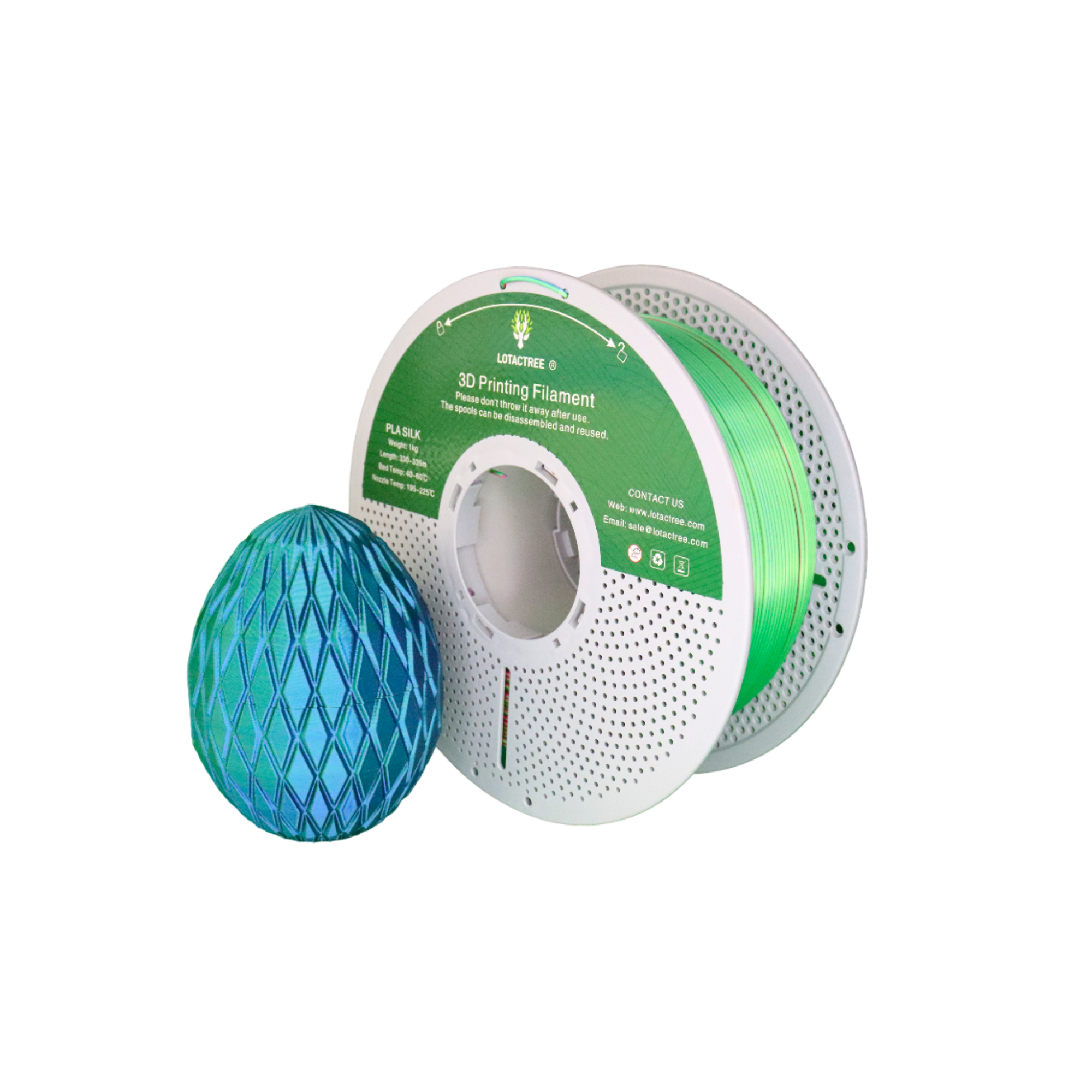 PLA Silk Multicor - Rose Red + Green + Sky Blue - 1Kg - Bobina - Lotactree