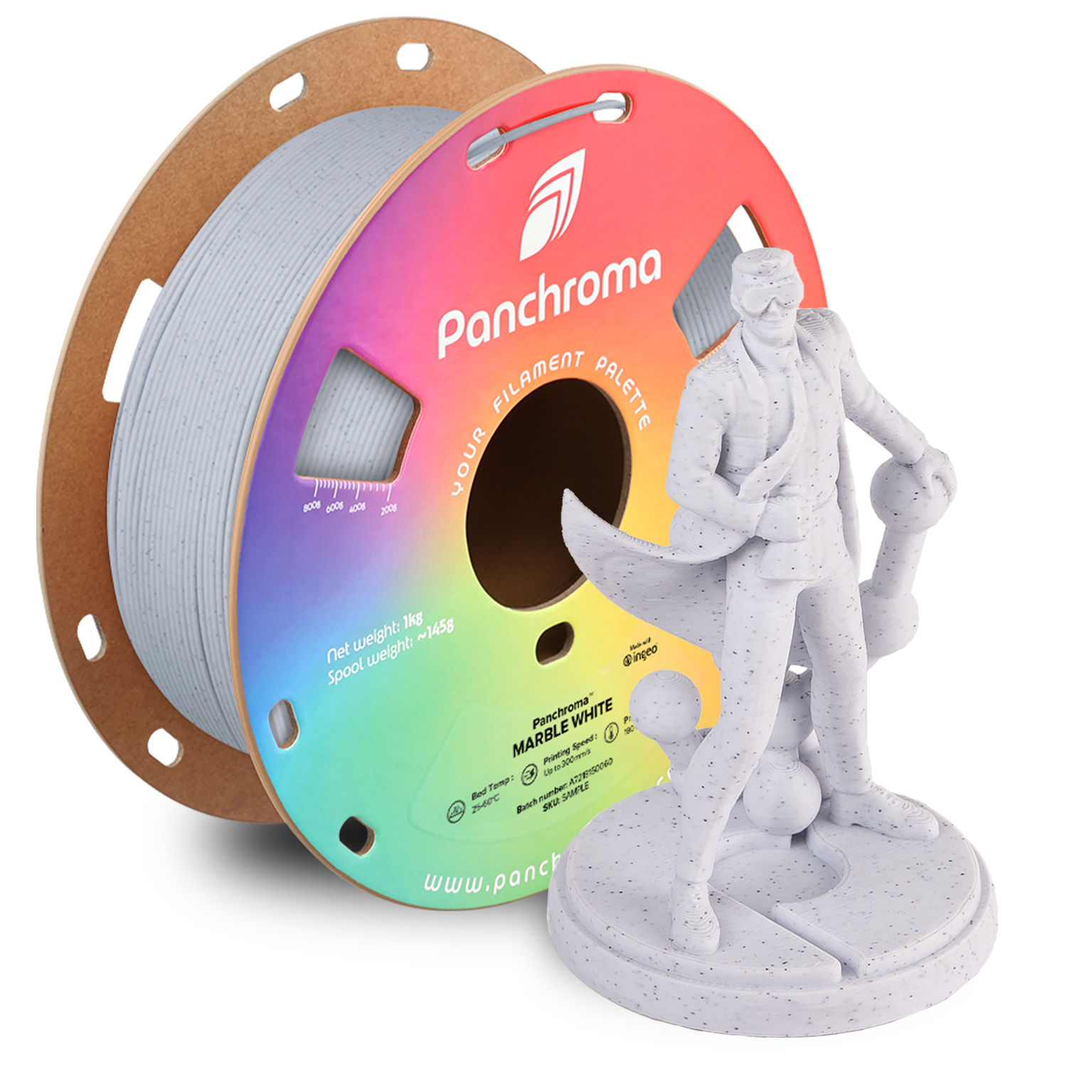 PLA Marble - White - 1Kg - Bobina - Polymaker Panchroma