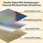 Placa Holográfica Kaleidoscope + PEI Texturizado 257×257 mm – Bambu Lab X1 / P1 / P2 / X2 / A1