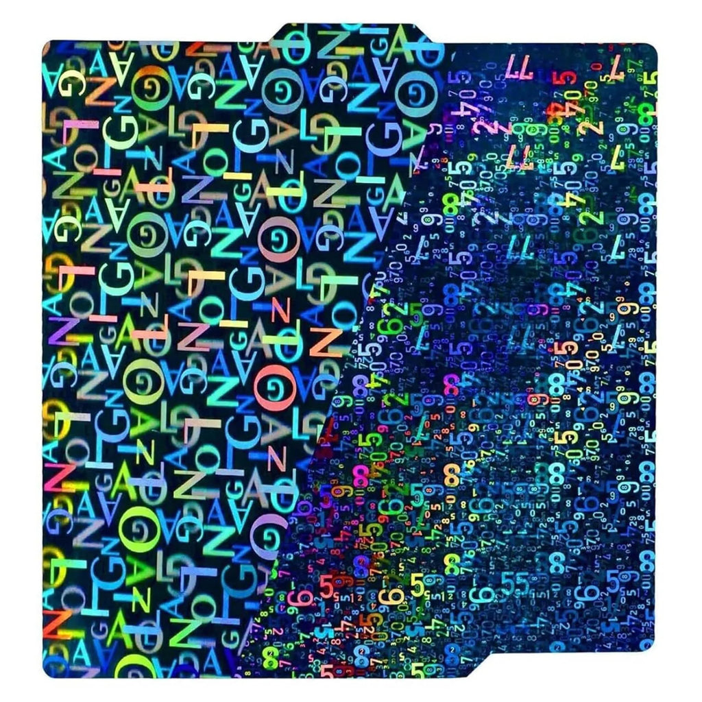 Placa Holográfica Letters + Digits 257×257 mm – Bambu Lab X1 / P1 / P2 / X2 / A1