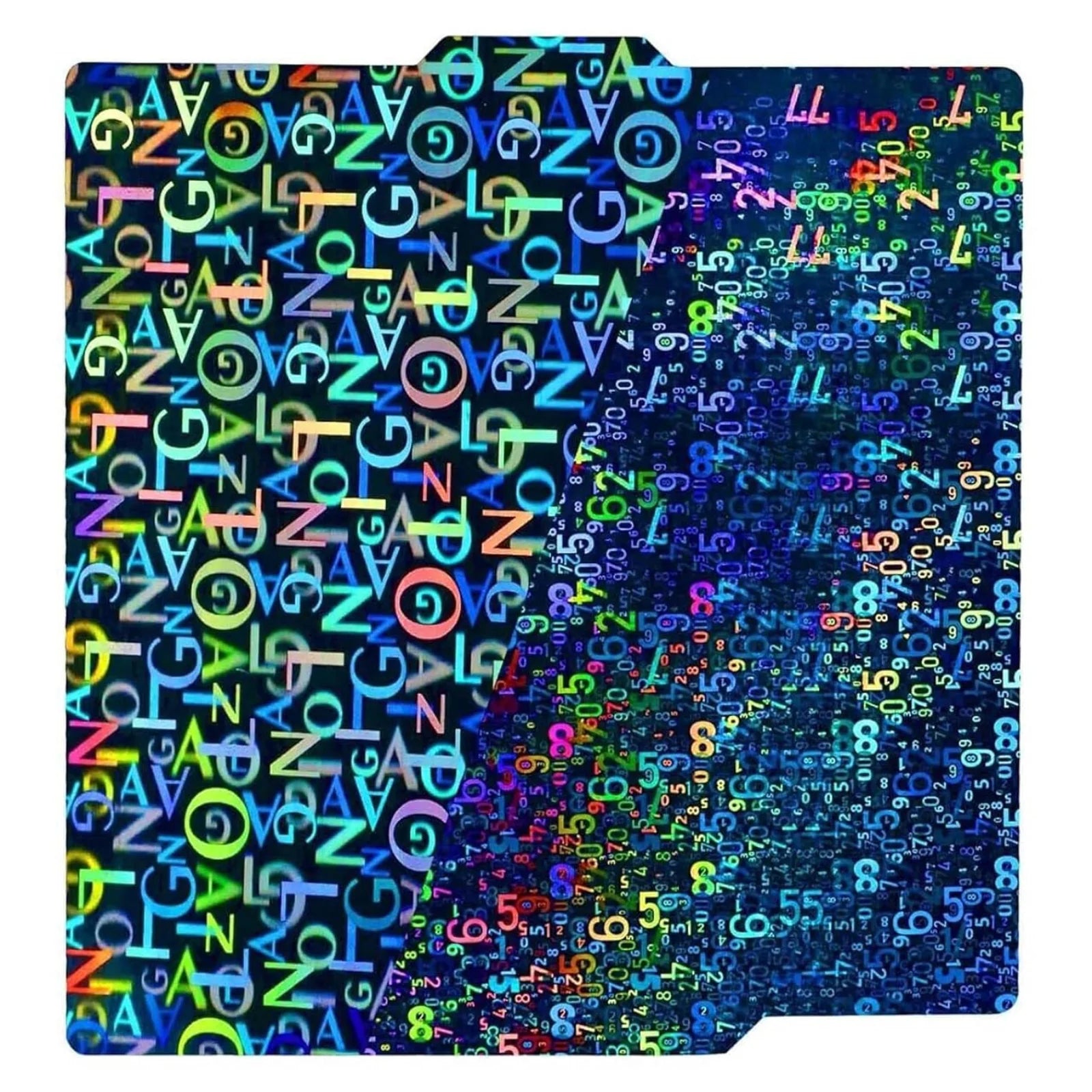 Placa Holográfica Letters + Digits 257×257 mm – Bambu Lab X1 / P1 / P2 / X2 / A1