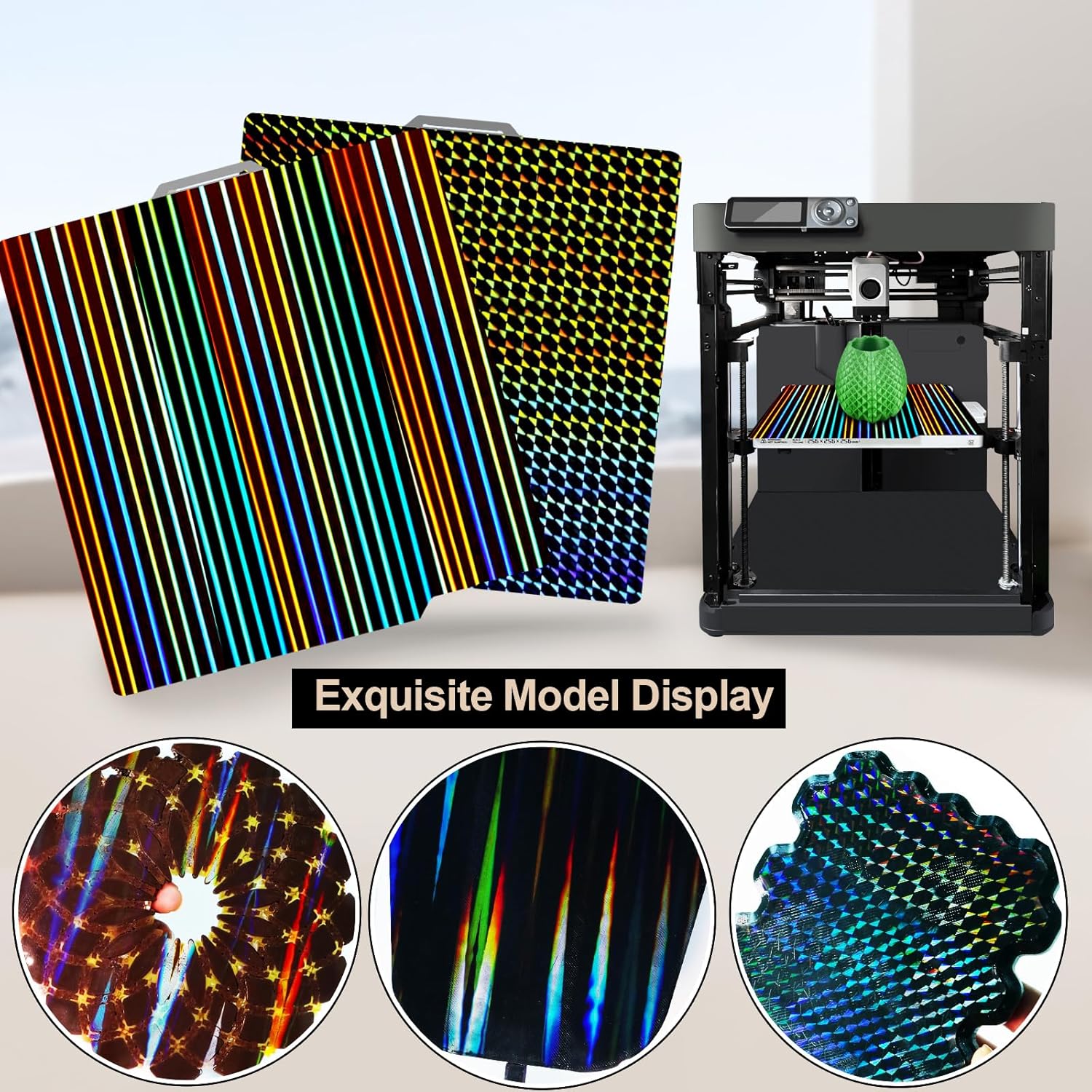 Placa Holográfica Light Beam + Phantom 257×257 mm – Bambu Lab X1 / P1 / P2 / X2 / A1