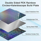 Placa Holográfica Rainbow Circles + Kaleidoscope 257×257 mm – Bambu Lab X1 / P1 / P2 / X2 / A1