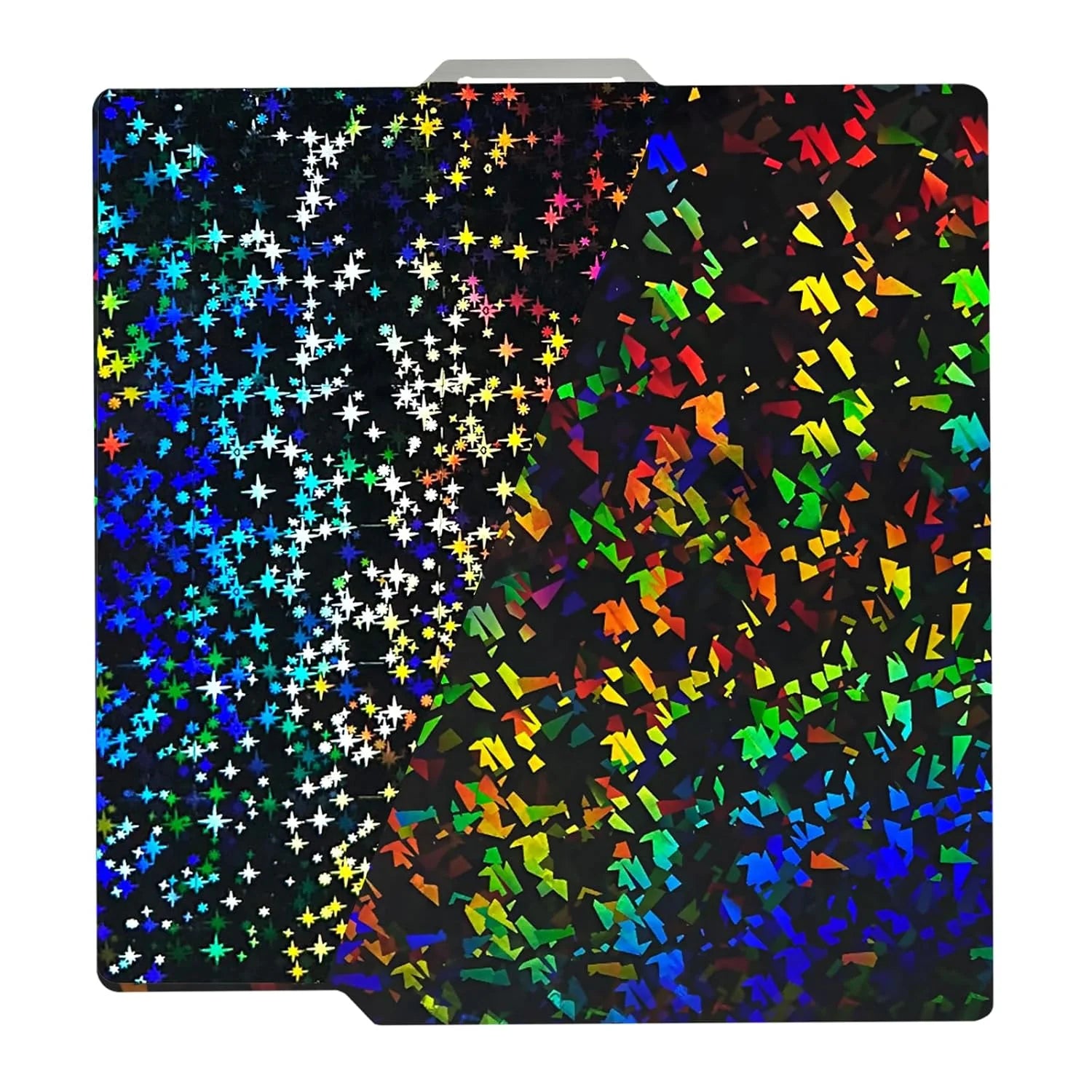 Placa Holográfica Rainbow Confetti + Galaxy 257×257 mm – Bambu Lab X1 / P1 / P2 / X2 / A1