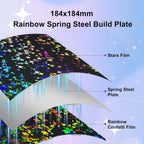 Placa Holográfica Rainbow Confetti + Galaxy Stars 184×184 mm – Bambu Lab A1 Mini