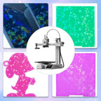 Placa Holográfica Rainbow Confetti + Galaxy Stars 184×184 mm – Bambu Lab A1 Mini