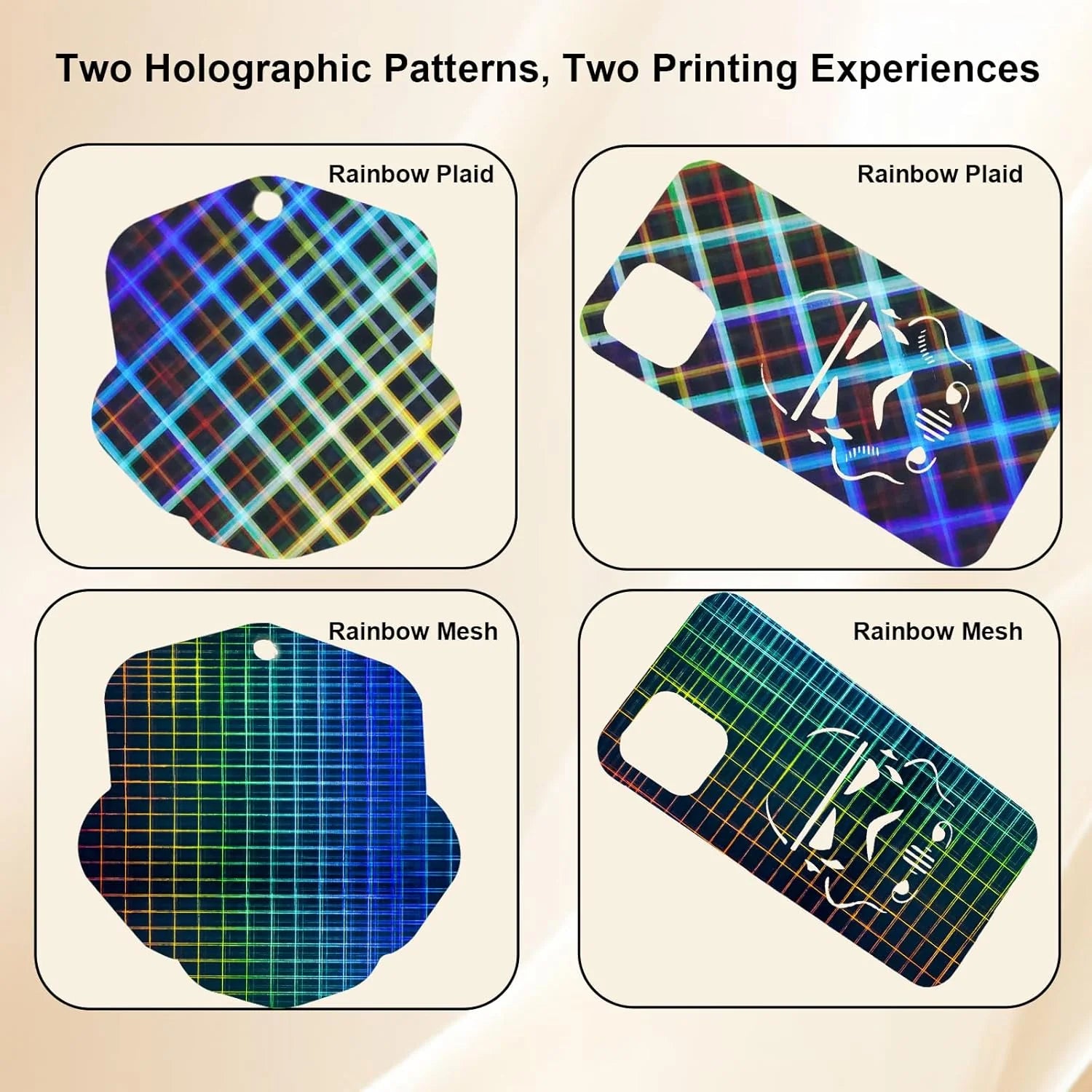 Placa Holográfica Rainbow Mesh + Plaid 257×257 mm – Bambu Lab X1 / P1 / P2 / X2 / A1