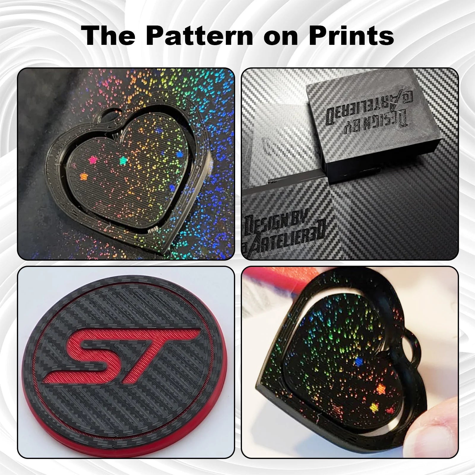 Placa Holográfica Rainbow Starry PEY + Carbon Fiber PET 257×257 mm – Bambu Lab X1 / P1 / P2 / X2 / A1