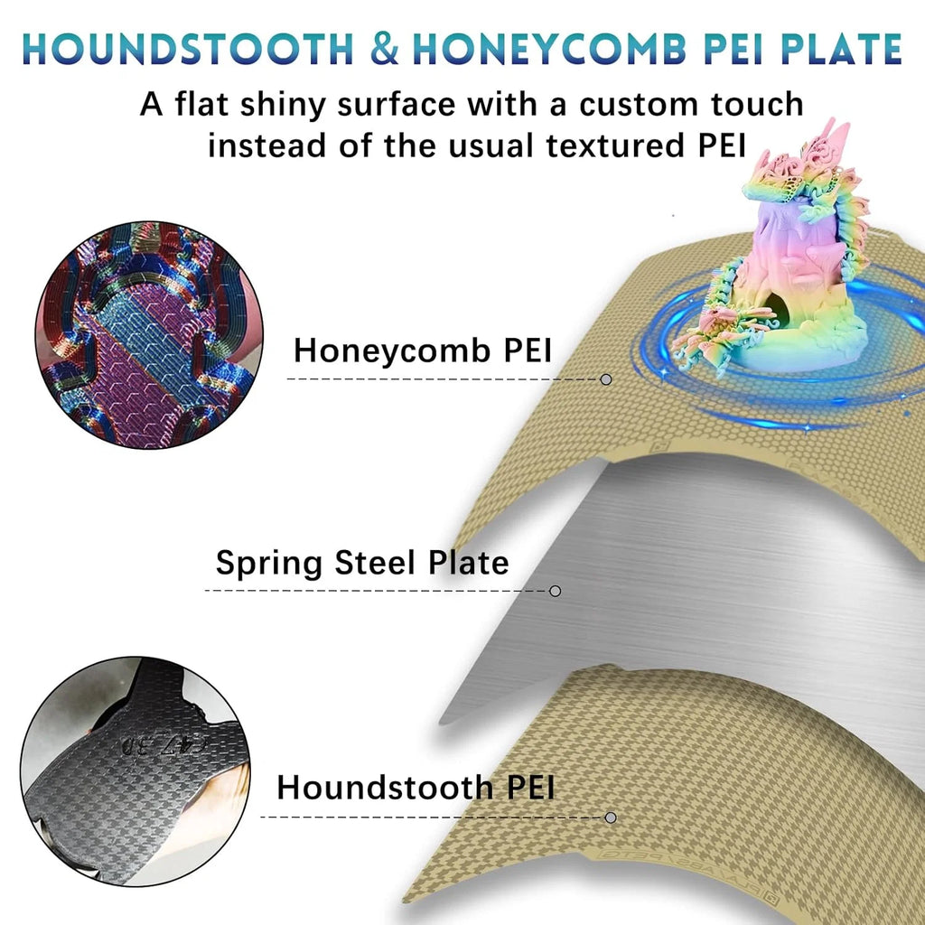Placa PEI Houndstooth + Honeycomb 257×257 mm – Bambu Lab X1 / P1 / P2 / X2 / A1