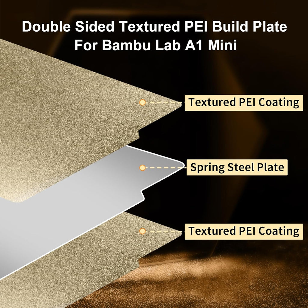 Placa PEI Texturizado Dourado 184×184 mm – Bambu Lab A1 Mini