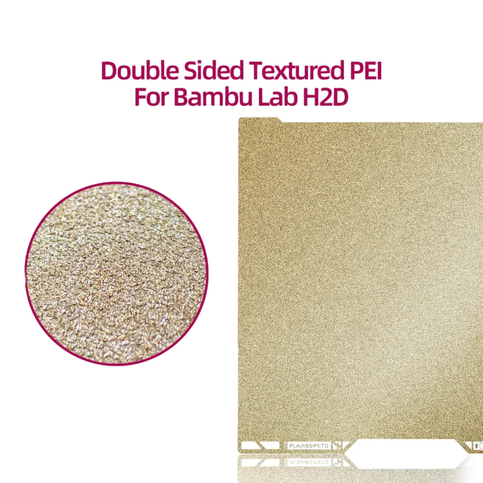 Placa PEI Texturizado Dourado 355×347 mm – Bambu Lab H2D / H2S