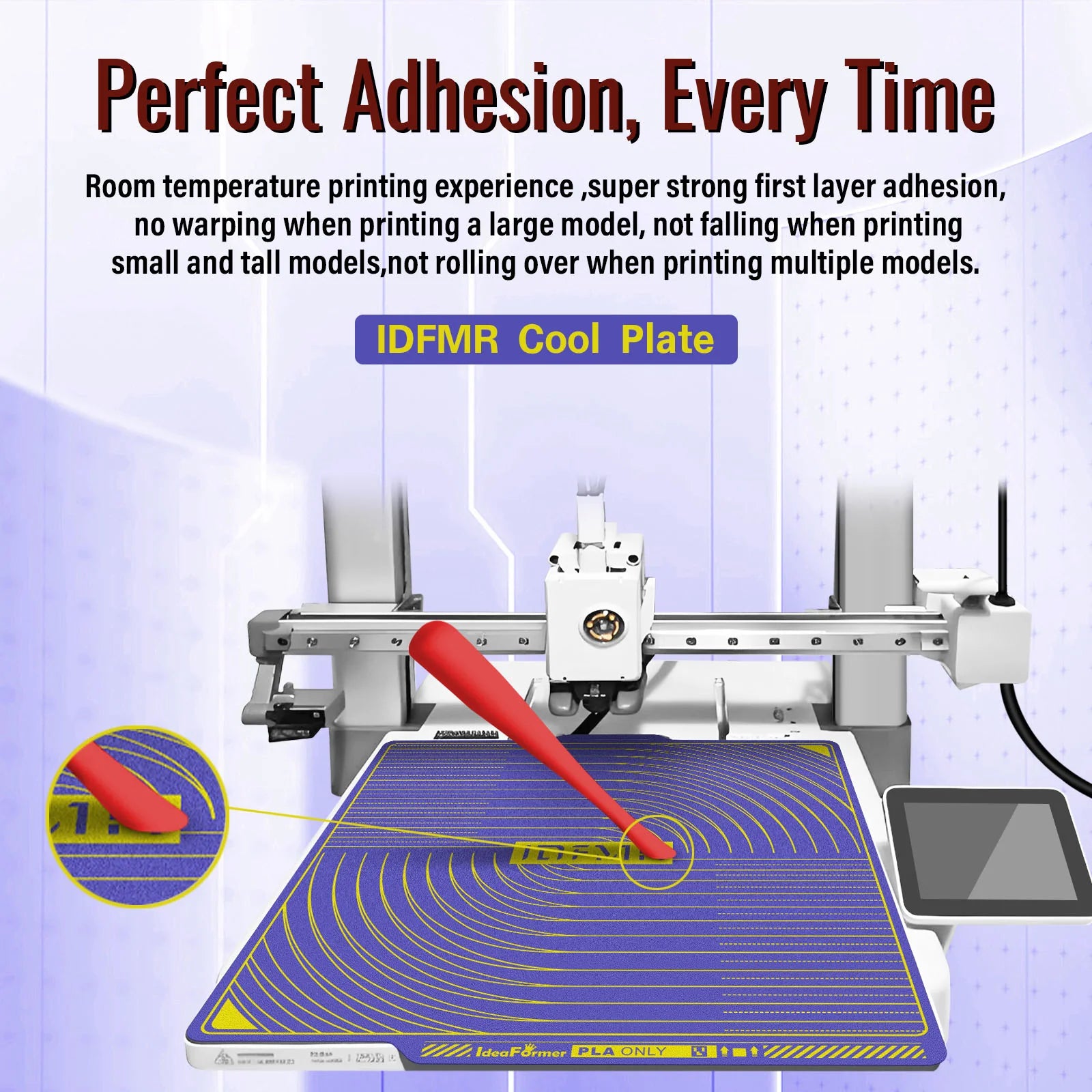 Cold Plate Texturizada Purple 257×257 mm – Bambu Lab X1 / P1 / P2 / X2 / A1