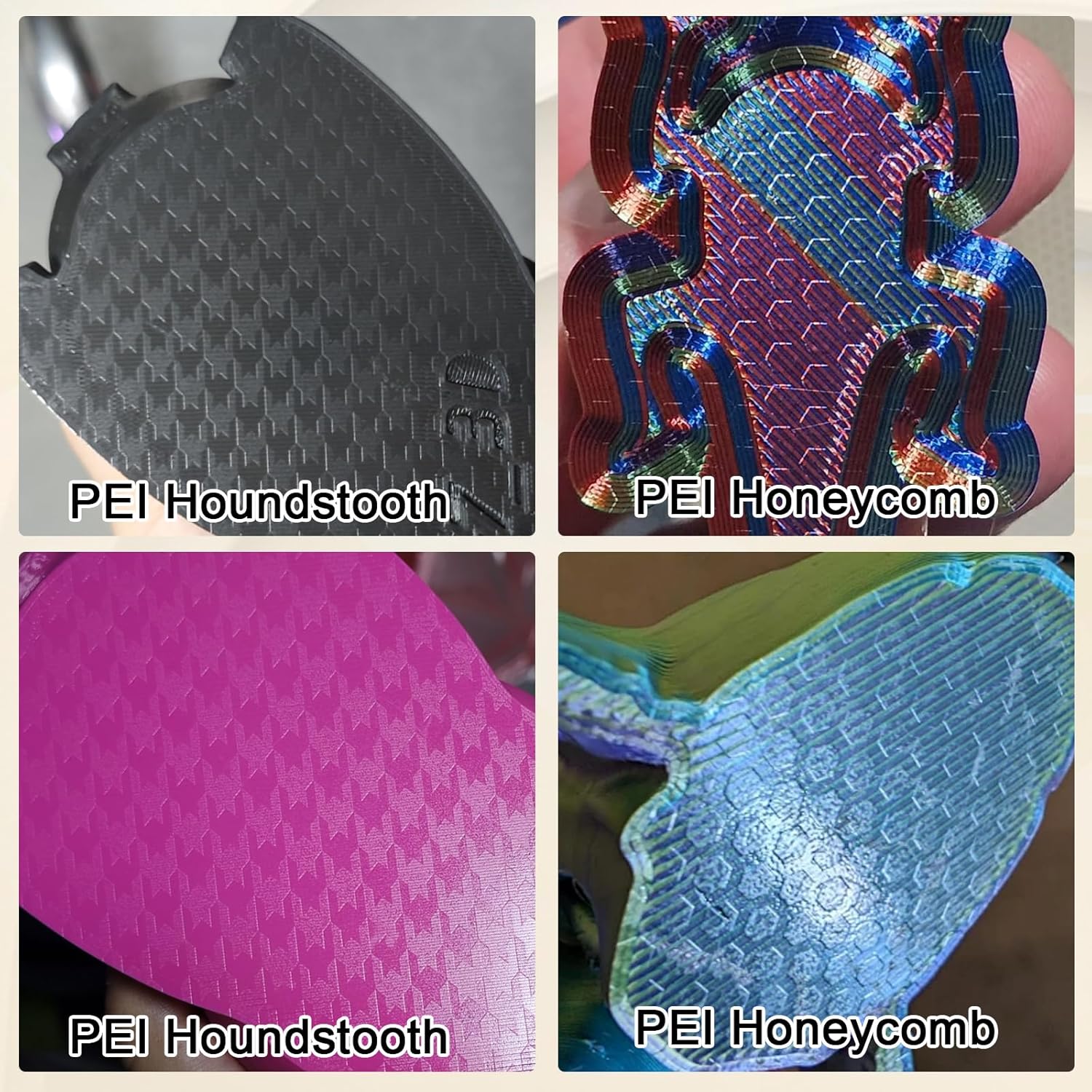 Placa PEI Houndstooth + Honeycomb 257×257 mm – Bambu Lab X1 / P1 / P2 / X2 / A1