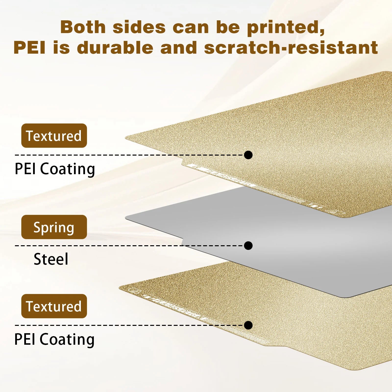 Placa PEI-PEI Texturizada Dourada 257×257 mm – Bambu Lab X1 / P1 / P2 / X2 / A1